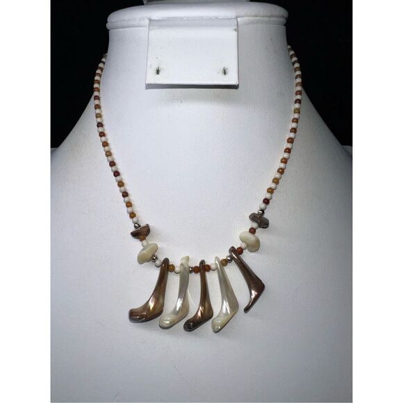 Vintage Abalone and Shell Beaded Necklace - Picture 1 of 8
